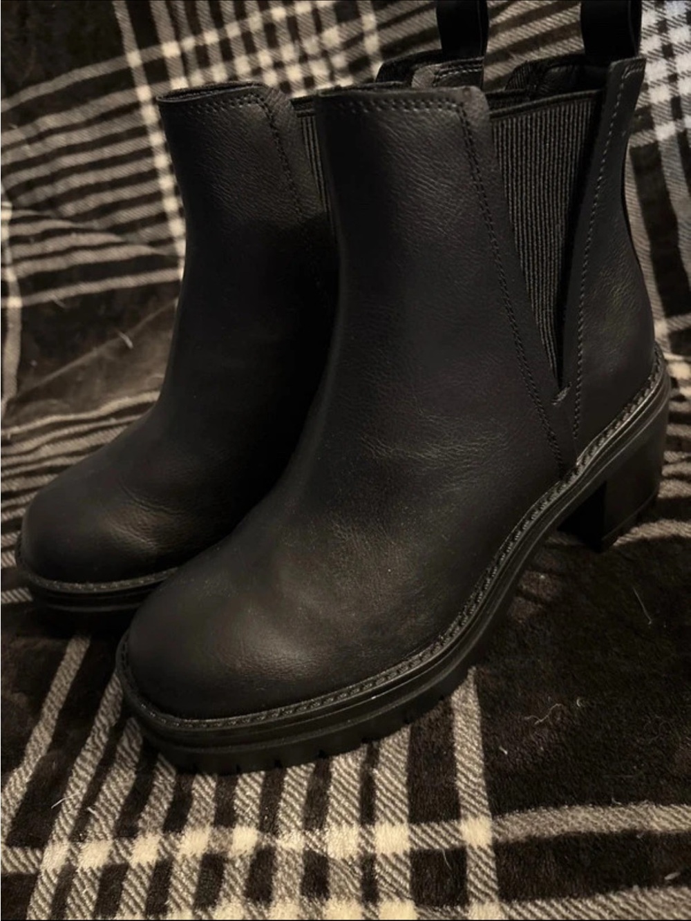MIA Black Leather Chelsea Booties with Block Heel